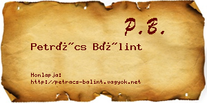 Petrács Bálint névjegykártya